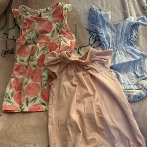 Baby Dress Bundle - Soft Peach, Light Pink, Sky Blue